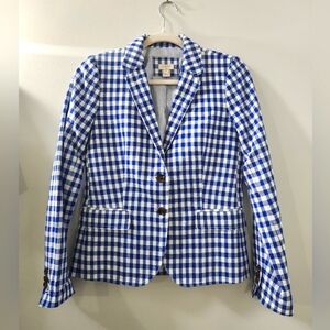 J. Crew Blue and White Checkered Blazer
